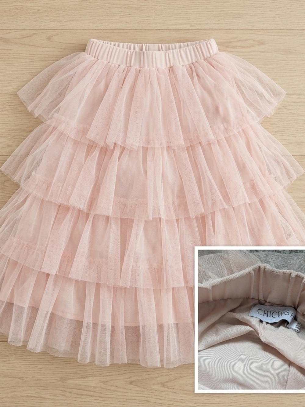 Chicwish Blush Pink Tiered Tulle Skirt